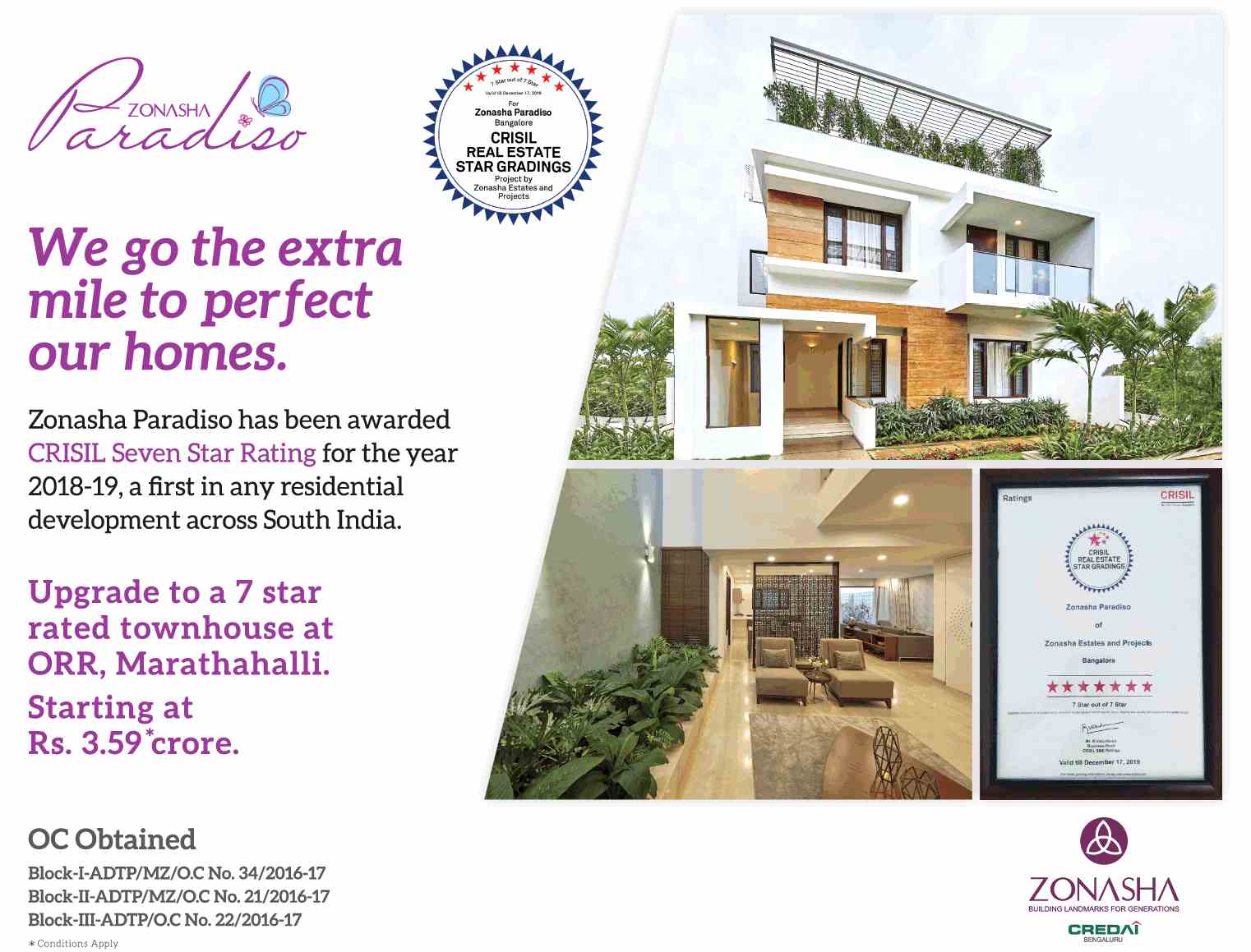 Experience a lavish lifestyle at Zonasha Paradiso in Bangalore Update